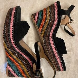 Anthropologie rainbow Wedge sandals sz 9